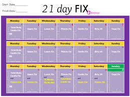 Another Easy Printable Chart Workout Calendar 21 Day Fix