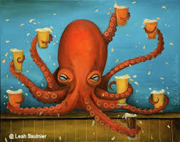 Painting Funny Octopus Dieren Painting Schilderij