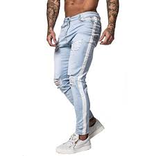 Gingtto Men S Ripped Jeans Slim Fit Skinny Stretch Jeans Pants 36 Light Blue Ripped N Ribbo Ripped Jeans Men Skinny Jeans Slim Fit Ripped Jeans