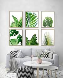 Botanical Prints Set Leaf Wall Art Tropical Leaves Green Wall Etsy Tropical Home Decor Tropical Decor Green Wall Art