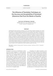 Yang sedikit sebanyak menjejaskan imej pentadbir dan. Pdf The Influence Of Translation Techniques On The Accuracy And Acceptability Of Translated Utterances That Flout The Maxim Of Quality