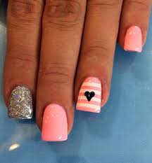 Pair a solid accent nail with block colors. Pink Coral Gel Nail Designs Nails Life Hailslife Com