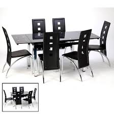 Sarah Glass Extendable Dining Table In Black With Chrome Legs Furniture In Fashion Black Glass Dining Table Extendable Dining Table Dining Table