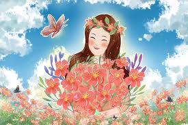 Goddess of gardens, flowers, swamps, and marshes. Goddess Day Holding Flowers Illustration Image Picture Free Download 401683626 Lovepik Com
