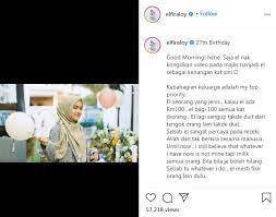 Rezeki adalah semua pemberian dari allah berupa nikmat hidup, baik lahir (berbentuk fisik) maupun batin (ketenangan batin), dari harta haram akan membuat kita sulit untuk taat kepada allah dan akan menjerumuskan keluarga kita juga ke dalam kebinasaan, karena nabi muhammad. Elfira Loy Tak Berkira Dengan Keluarga Percaya Rezeki Yang Ada Untuk Dikongsi Bersama Kalau Ada Rm100 El Bagi Semua Kepada Mereka Malaysia Times