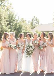 This Bridal Party Look Is Perfect For A Summer Wedding Love The Soft Pink Dresses Mix Match Bridesmaid Dresses Blushes Bridesmaid Pink Wedding Dresses