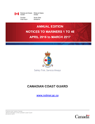 Canadian Coast Guard Annual Edition Notices To Mariners 1 To