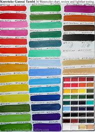 Color Chart Kuretake Gansai Tambi Set 36 Colors