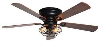 Flush mount ceiling fan with lights. 48 Matte Black 5 Blades Flush Mount Ceiling Fan With Remote And Light Kit Industrial Ceiling Fans By Flint Garden Inc