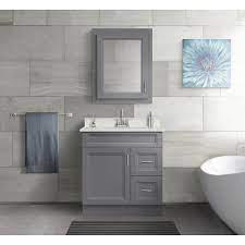 Many people share elbow room with a car or a small mountain of basement clutter, with their woodworking confined to a few benchtops. Magick Woods Elements Stratton 30 W X 21 D Gray Bathroom Vanity Cabinet At Menards