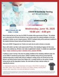 Maybe you would like to learn more about one of these? Viera Free Covid 19 Antibody Test For Blood Donors One Senior Place