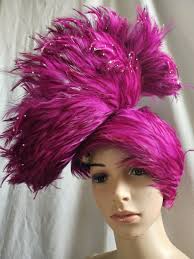 Original Jack McConnell Magenta Pink Feather Hat W/ Rhinestones, Wool 57cm  Sz MD