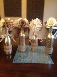 Empty Wine Bottle Crafts Painted Empty Wine Bottles Covered With Burlap Ribbon Crafts Bottle Crafts Bottles Decoration Wine Bottle Crafts