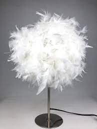 Apart from working with a led bulb, which means a great ecological light, its composition will not go unnoticed by anyone. Modern Tall White Feather Table Lamp Shade With Chrome Base Bedside 60cm Ebay