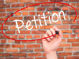 Man Hand Writing Petition With Black Marker On Visual Screen ...