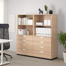 Galant Storage Combination With Drawers White Stained Oak Veneer Ikea In 2021 Cheap Office Furniture Ikea Galant Ikea