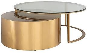 This is a set that consists of two end tables. Orlan Glass And Gold Coffee Table Set Of 2 Cfs Furniture Uk