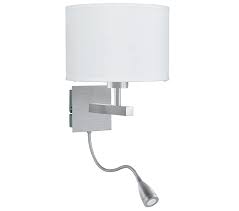 Sconces with switches are convenient, above all. Searchlight 1 Light Switched Wall Light With Integrated Led Reading Lamp Satin Silver Finish With White Drum Shade 3550ss From Easy Lighting