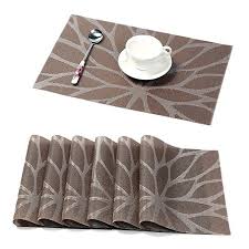 Amazon Com 6 Pcs Washable Waterproof Pvc Dining Room Placemats Classic Woven Vinyl Table Mats Heat Resistan Placemats Dining Table Setting Dining Table Decor