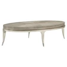 The leaf coffee table, designed by gordon guillaumier, extends the roda outdoor complements proposal, playing in an innovative nature: Caracole Front And Center Modern Classic Silver Leaf Brushed Chrome Oval Coffee Table 51 W 60 W Kathy Kuo Home