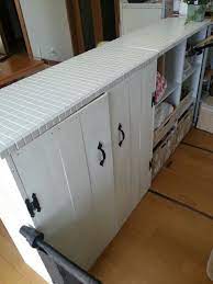 完成 diy タイル貼りキッチンカウンターをカラーボックスで作る カラーボックス インテリア 収納 キッチン diy タイル