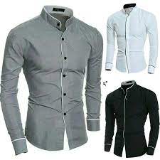 Baju kerja pada umumnya berupa pakaian berbahan katun dengan kerah di bagian lehernya, ditambah asesoris dasi. Jual Kemeja Pria Polos Lengan Panjang Warna Hitam Abu Abu Putih Kerah Shanghai Modern Model Kerja Kantoran Bagus Keren Korea Trenzi Di Lapak Henry Olshop Bukalapak