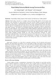 Daily, approximately 18 traffic accidents the likelihood of the more serious accident severity due to the poor horizontal alignment was this is an open access article distributed under the terms of the creative commons attribution license. Road Safety Outcome Model Among Commercial Bus Scientific Net