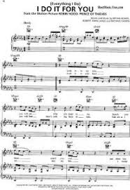 Bryan Adams Everything I Do I Do It For You Music Video Everything I Do Sheet Music Bryan Adams Piano Sheet Music