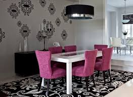 Hot Pink Is Always Perfect With B W Pink Dining Rooms Dining Room Wallpaper Room Wallpaper Designs