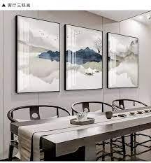 客厅装饰画新中式现代简约沙发背景墙上挂画墙面三联山水大气壁画 淘宝网 decor home decor home