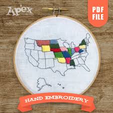 Embroidery companies in usa representing different sentiments are available on the site too. Usa Map Hand Embroidery Pattern