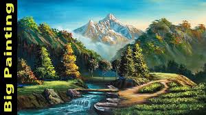 Painting A Beautiful Mountain Landscape With Acrylics Knife Painting Beautiful Landscape Wallpaper Landscape Wallpaper Watercolor Scenery