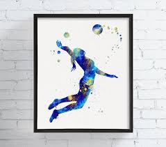 Volleyball Girl Print Volleyball Player Print Watercolor Volleyball Art Volleyball Poster Volleyball Playe Sports Art Volleyball Drawing Volleyball Posters