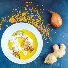 Soupe De Lentilles Corail Patate Douce Gingembre Echalotes Croustillantes Recette Soupe Lentilles Corail Lentilles Corail Soupe Patate Douce