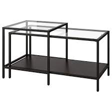 vittsjo طاولات متداخلة طقم من 2 أسود بني زجاج 90x50 سم ikea