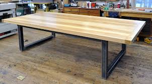 A Big Ash Table Metal Table Base Wood Table Steel Dining Table