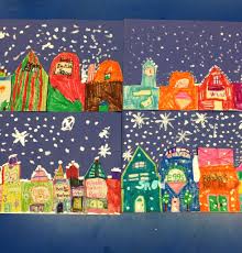 Pin By Lauren Ingraham On From My Art Room Winter Art Projects Cityscape Art Projects Art Projects