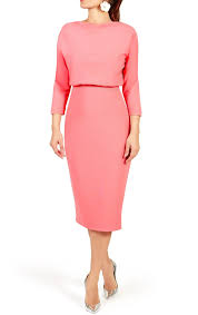 Lauren Dress In Blush Pink Salmon Pink Pencil Skirt Cocktail Dress With Elbow Length Sleeves Dresses Pink Pencil Skirt Elbow Length Sleeve