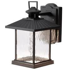 Hampton Bay Lumsden Wall Mount Outdoor Black Led Motion Sensor Lantern Walmart Com Walmart Com