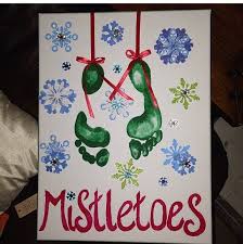 Christmas Craft With Grandkids Gift For Their Parents Foot Print From Each Kid Mom Christmas Presents For Parents Christmas Mom Christmas Presents For Moms