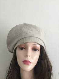 Beige French Beret- Summer Hat- Summer Fall Beanie- Slouchy Beanie- Tam  French- Women Spring Cancer Hat- Naturel Linen Hat-chemo Cap