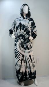 Black And White Tie Dye Hoodie Size 2x Black White Tie Dye Hooded Sweatshirt Dress Lounger Robe In Bamboo Cotton Spandex Fleece By Qualicum Tie Dye Outfits Tie Dye Hooded Sweatshirt Dress