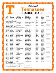 Welcome to the official facebook page for the tennessee volunteers. Printable 2019 2020 Tennessee Volunteers Basketball Schedule