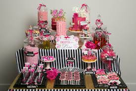 Black And White Candy Table Magenta Paper Rose White Candy Table Paper Roses Rose Party