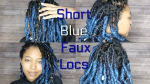 1b, and 3 packs of janet collection noir marley braiding. Natural Looking Short Faux Locs With Blue Color Youtube