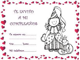 Invitaciones de cumpleaños para niñas para dibujar. Bonitas Tarjetas De Invitaciones De Cumpleanos Para Pintar Colorear Imagenes