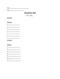 Hier wird der aufbau von einer guten handout vorlage erklärt und du findest ein super handout muster und beispiel, welches du kostenlos herunterladen kannst. Vocabulary Test Template Worksheets Teaching Resources Tpt