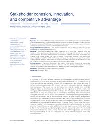 Lokasi pt coca cola sumsel loker juni / lowongan kerja pt. Pdf Stakeholder Cohesion Innovation And Competitive Advantage