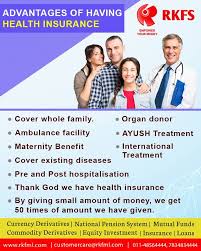 Advantages Of Having Health Insurance Www Rkfml Com Rkfsgroup Rkfml Mutualfunds Equityinvestment Investmen In 2020 Financial Advisors Financial Advisory Advisor