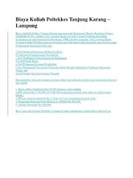 Caridokumen Com Biaya Kuliah Poltekkes Tanjung Karang Lampung Doc